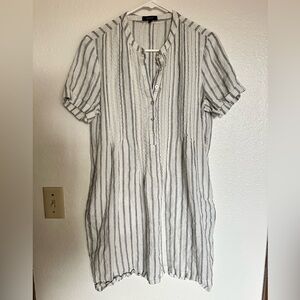 Quince linen dress. Small. Striped